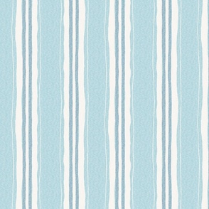 hand painted linen ticking stripe large wallpaper scale in warm washed linen duck egg blue neutral by Pippa Shaw