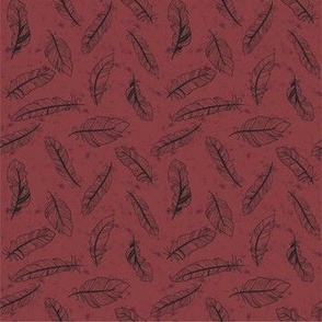 Raven Feathers - Red Background