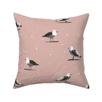 Coastal Beach Theme, Sea Birds, Gull, Blush Pink, Large