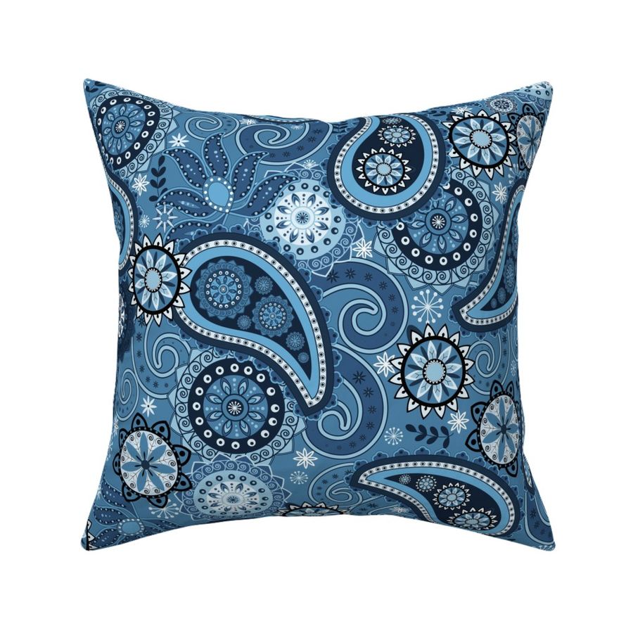 Monochromatic Blue Paisley Fabric | Spoonflower