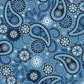 Monochromatic Blue Paisley