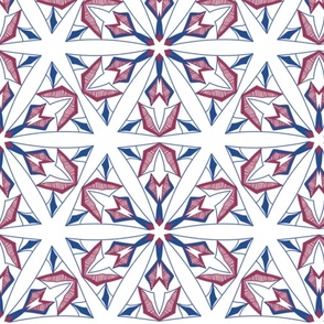 Native american inspired blue red and white geometric abstract