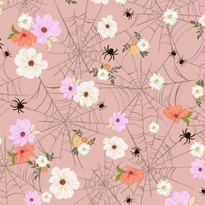 Spider Web Halloween Floral_Blush