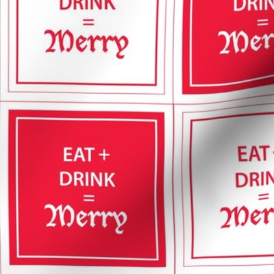 Modern "Eat, Drink and Be Merry" Holiday Cocktail Napkin Set