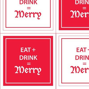 Modern "Eat, Drink and Be Merry" Holiday Cocktail Napkin Set