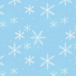 Snowy Winter Wonderland  Snowflakes On Light Blue Background Large Scale
