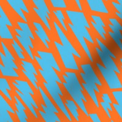 80´s flash pattern in baby blue on an orange background