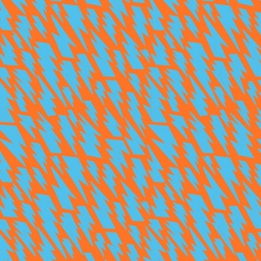 80´s flash pattern in baby blue on an orange background