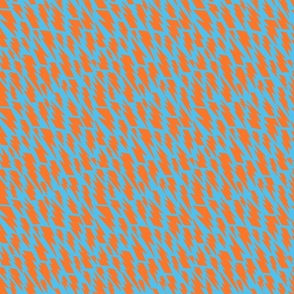 80´s flash pattern in orange on a light blue background - small scale