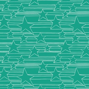 Stars and stripes - line drawing on a green background - middle scale 