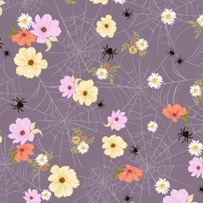 Spider Web Floral_ Halloween purple