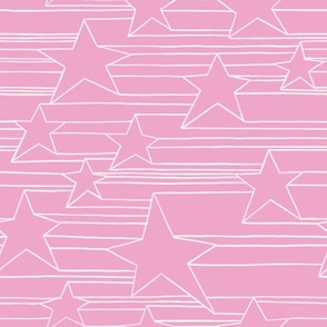 Stars and stripes - line drawing on a light pink background - large scale 