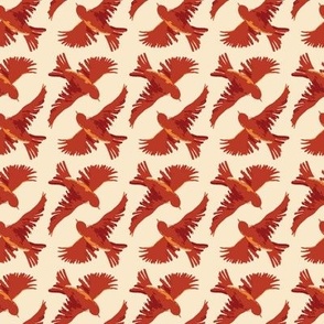 Flying red birds - beige