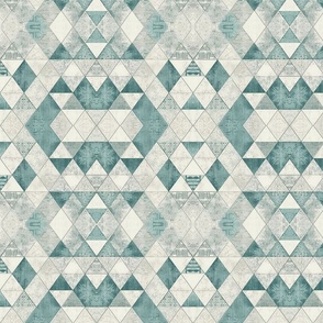 Turquoise Teal Beige Geometric Modern Diamond Pattern