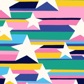 80s Stars and stripes in multicolour - jumbo scale 