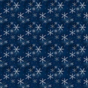 Snowy Winter Wonderland  Snowflakes On Midnight Blue Background Smaller Scale