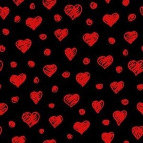 Black and Red Heart Doodles