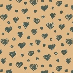 Burlywood Hand Drawn Hearts Dots