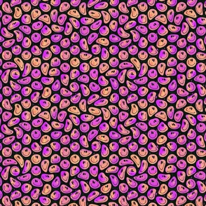 Trippy Twisted Passionfruit over Black Smiley Face - Purple and Orange Trippy Smiley Face - Bold Purple and Orange Psychedelic Trippy Smiley Face - SmileBlob - xxtsf229b - 10.19in x 8.47in repeat - 1000dpi (15% of Full Scale)
