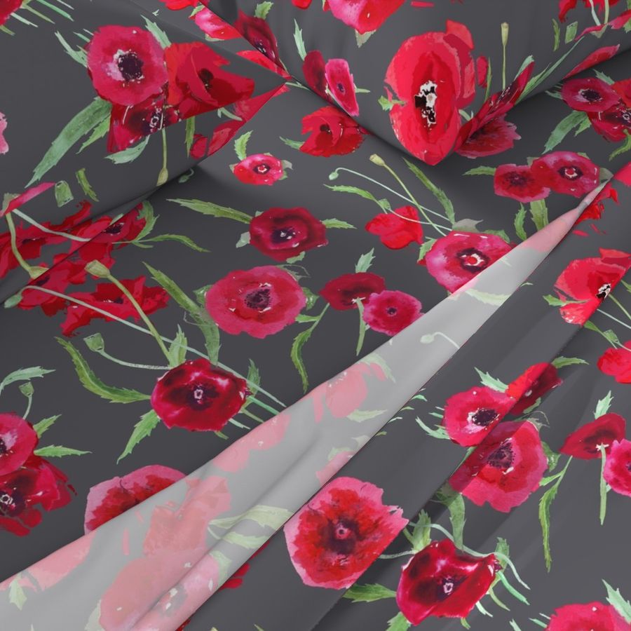 poppies on dark grey