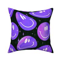 Trippy Bold Plum over Black Smiley Face - Bright Purple Smiley Face - Bright Plum Purple over Black - Psychedelic Trippy Smiley Face - SmileBlob - xxtsf412b - 67.91in x 56.49in repeat - 150dpi (Full Scale)