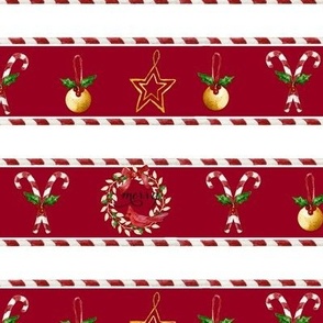 24" Sweet Christmas Candy Canes n Ornament Stripe by Audrey Jeanne