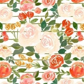 rust and blush classy fall florals - on green stripes