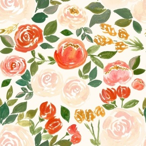 rust and blush classy fall florals - on bone