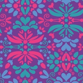 Floral Damask in Neon