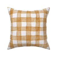 french country gingham - desert sun color - watercolor botanical mustard plaid wallpaper