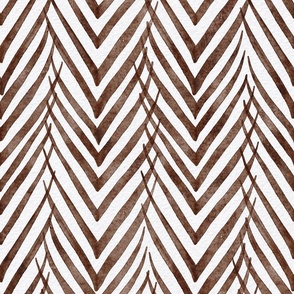 palm leaf stripe cinnamon - botanical chevron - watercolor brown herringbone - modern brown botanical wallpaper