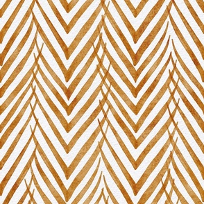 palm leaf stripe desert sun - botanical chevron - watercolor mustard herringbone - modern golden brown botanical wallpaper