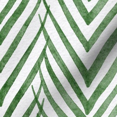 palm leaf stripe kelly green - botanical chevron - watercolor green herringbone - modern green botanical wallpaper