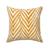 palm leaf stripe marigold - botanical chevron - watercolor herringbone