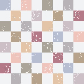 Pastel Checkerboard Print with Leaf Texture