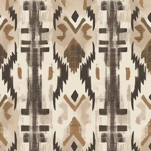 Modern Brown Burnt Orange Ikat Pattern