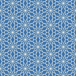 Blue Geometric Flower Star Mosaic in Light Navy Blue and Cream - Medium - Geometric Blue, Hamptons Geometric, Mosaic Backsplash