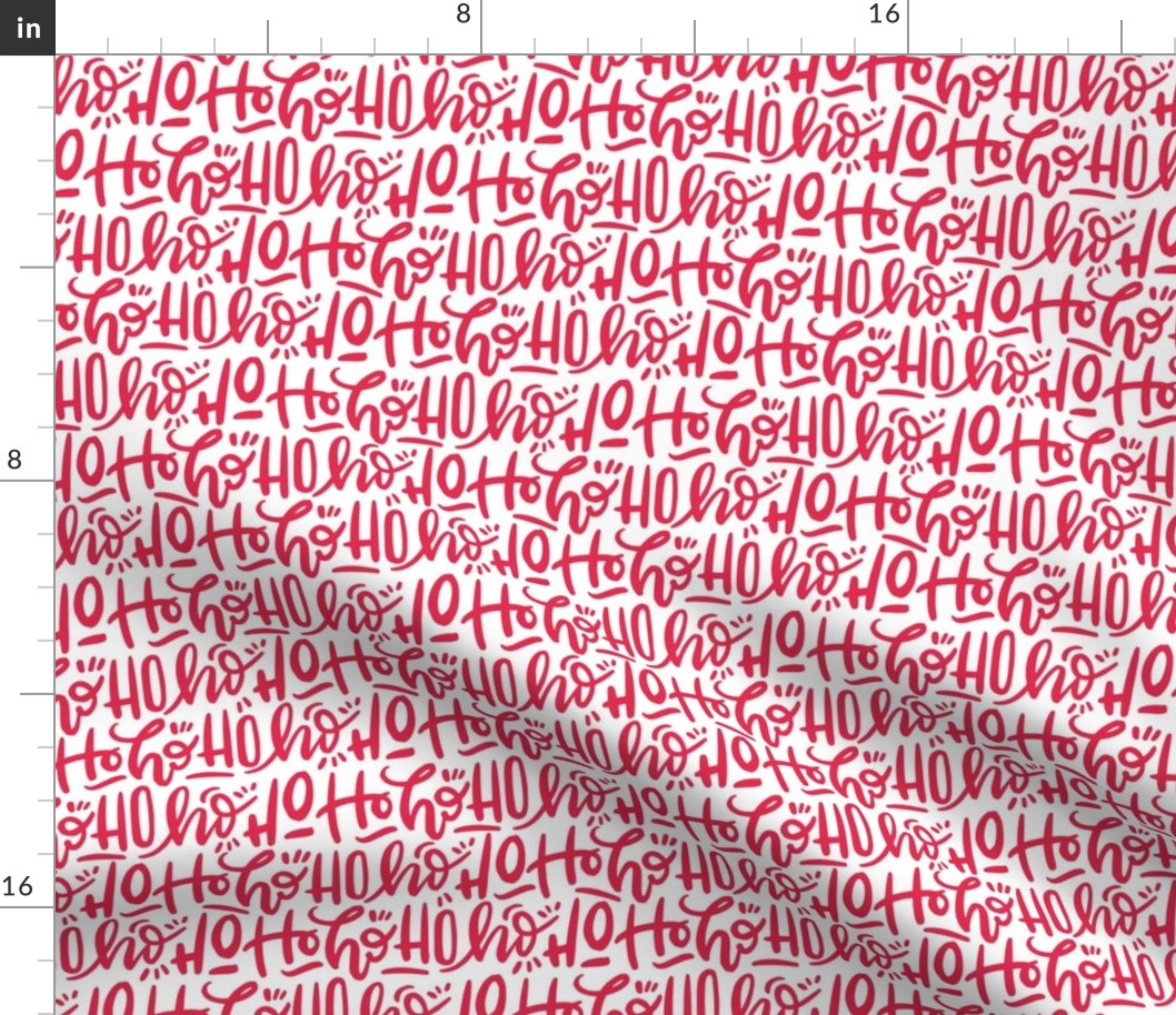 Medium Ho Ho Ho Santa Claus Hand-Lettered Typography Red White