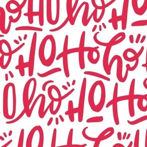 Large Ho Ho Ho Santa Claus Hand-Lettered Typography Red White