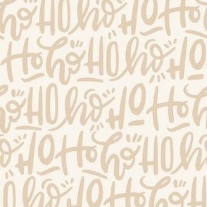 Medium Ho Ho Ho Santa Claus Hand-Lettered Typography Neutral Beige