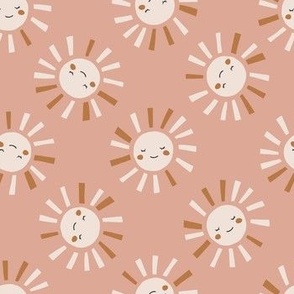 Medium - Smiling Sunny Sunshine - Terracotta Earthy Pink and Brown  - Baby Girl Nursery