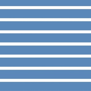 Classic Navy Stripes (Horizontal) in Light Navy and White - Large - Coastal Grandmother, Nautical Stripes, French Navy Stripes