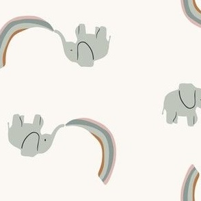 Medium - Rainbow Elephants - Happy and Cute Animals - Baby Boy and Baby Girl Nursery Home Decor - Ivory x Earth Tone Rainbow