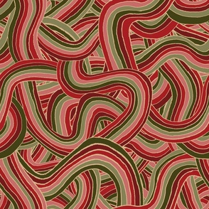 Abstract Handmade Lines and Stripes Christmas Colors