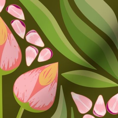 Floating Petals - Peach and green