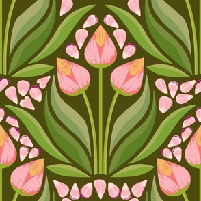 Floating Petals - Peach and green