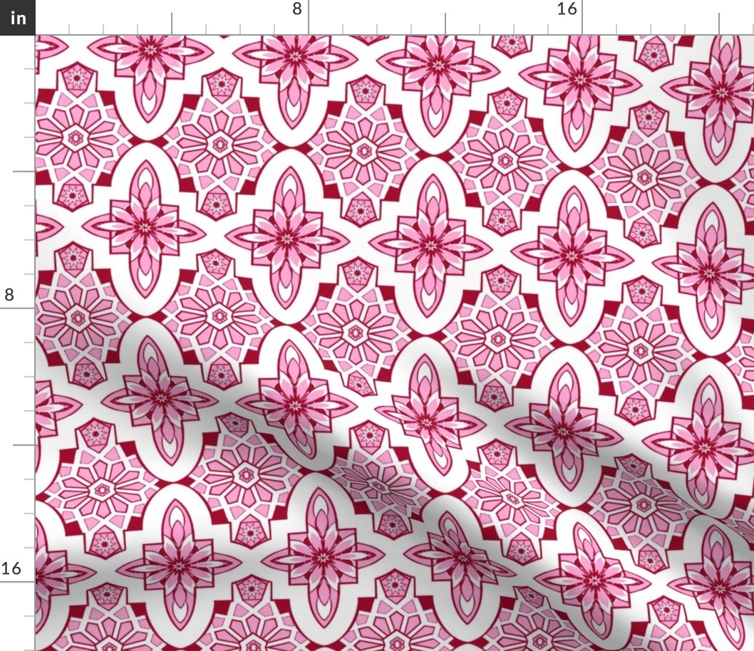Pink Moroccan Tile fabric or wallpaper 