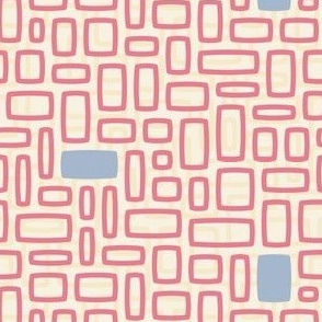 Mid-century rectangles - Blush pink, cornsilk, ivory white, baby blue - Small
