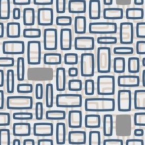Mid-century rectangles - Serenity blue, eggshell white, gray, white - Small