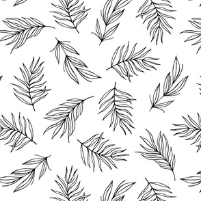 Simple lines Palm leaves black on white-modern minimalist